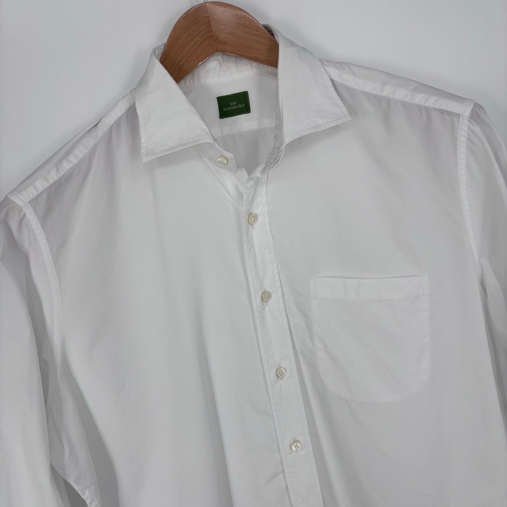Sid Mashburn Heavyweight Poplin Spread Collar Dress Shirt Mens 17 35 XL White